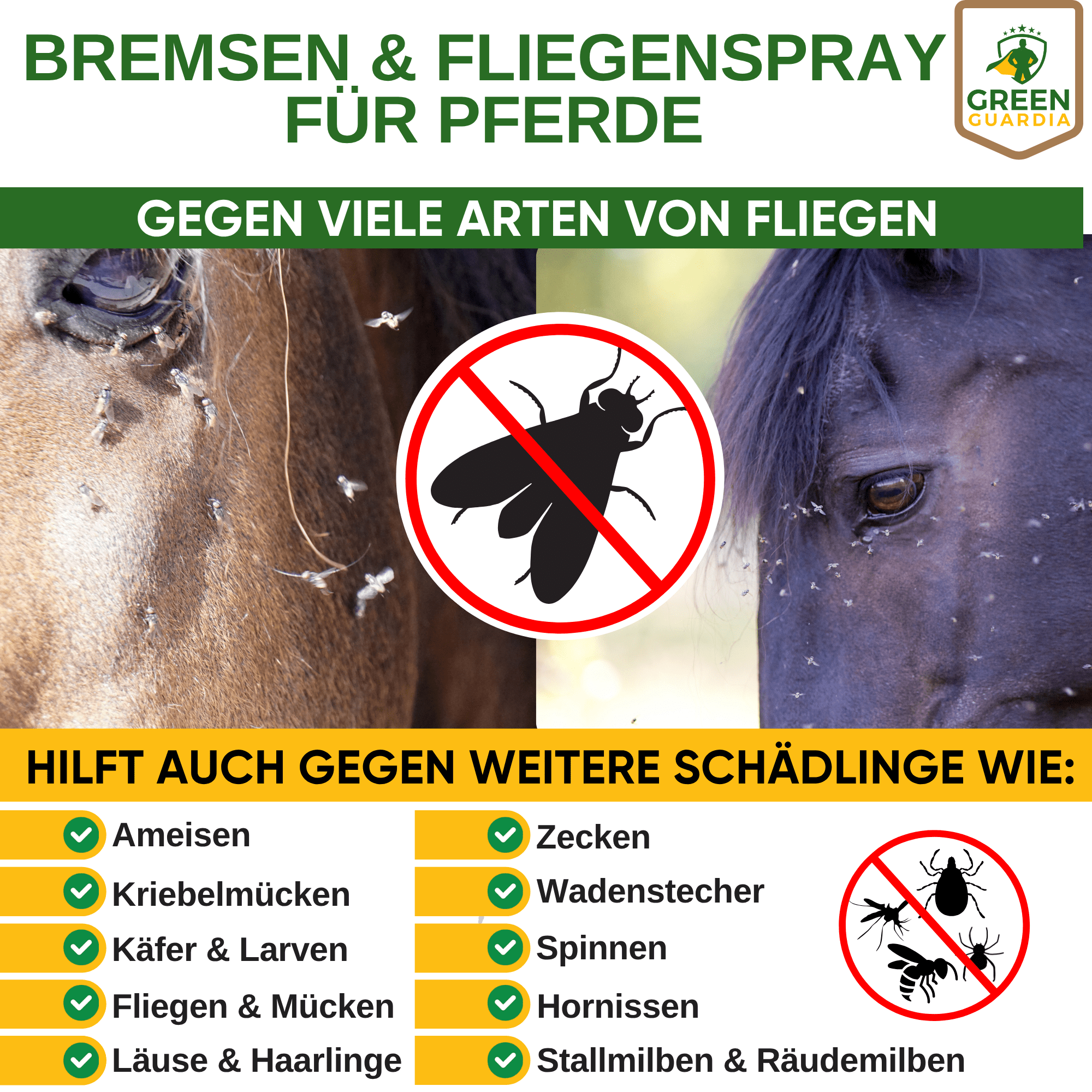 Bremsen/Fliegen Abwehrspray Power - Konzentrat für Pferde - Green Guardia - Ihr Experte für Schädlinge und Pflanzen