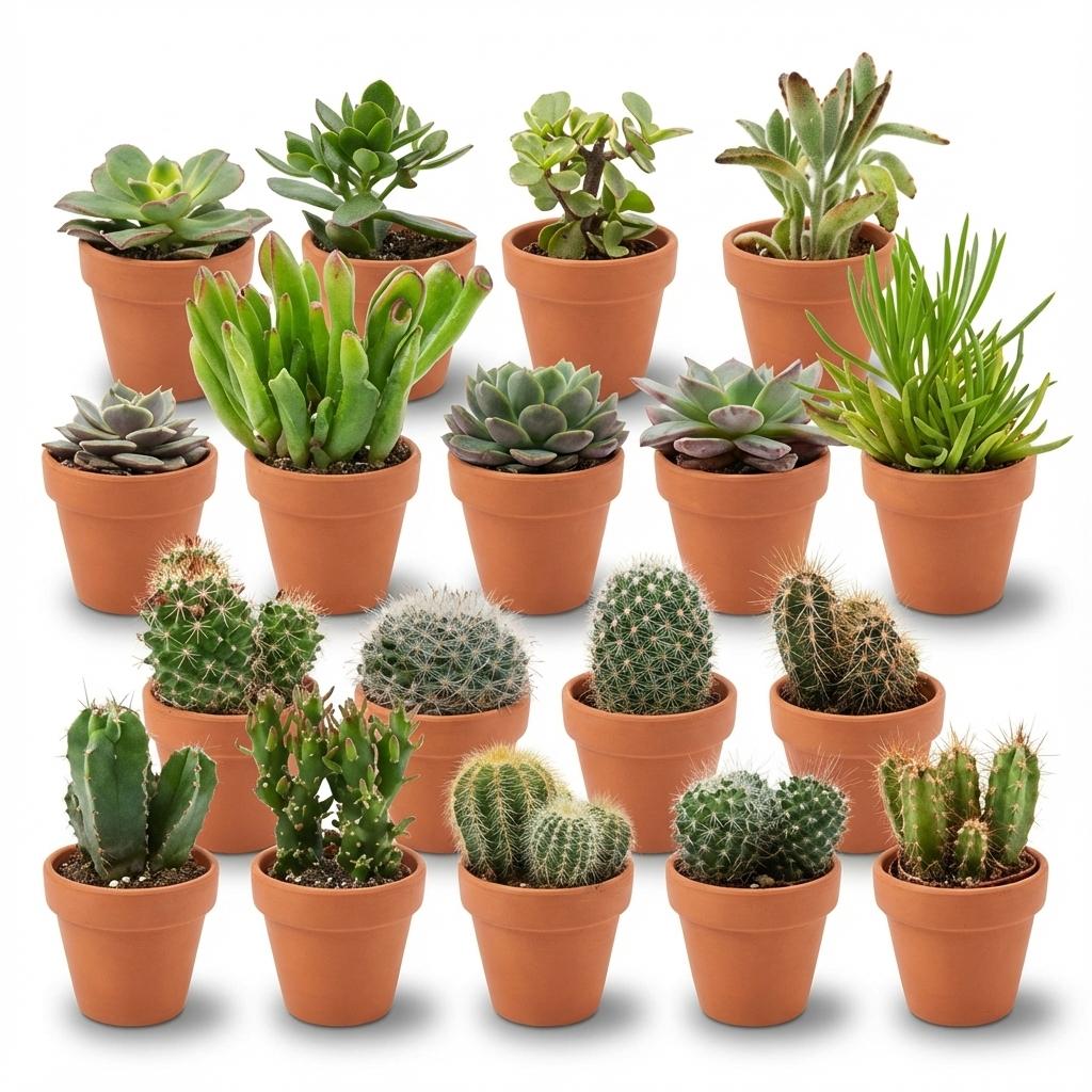 Mini Kakteen & Sukkulenten Mix – 8,1 cm Topf, 5–10 cm hoch, im Terrakottatopf - Green Guardia - Ihr Experte für Schädlinge und Pflanzen
