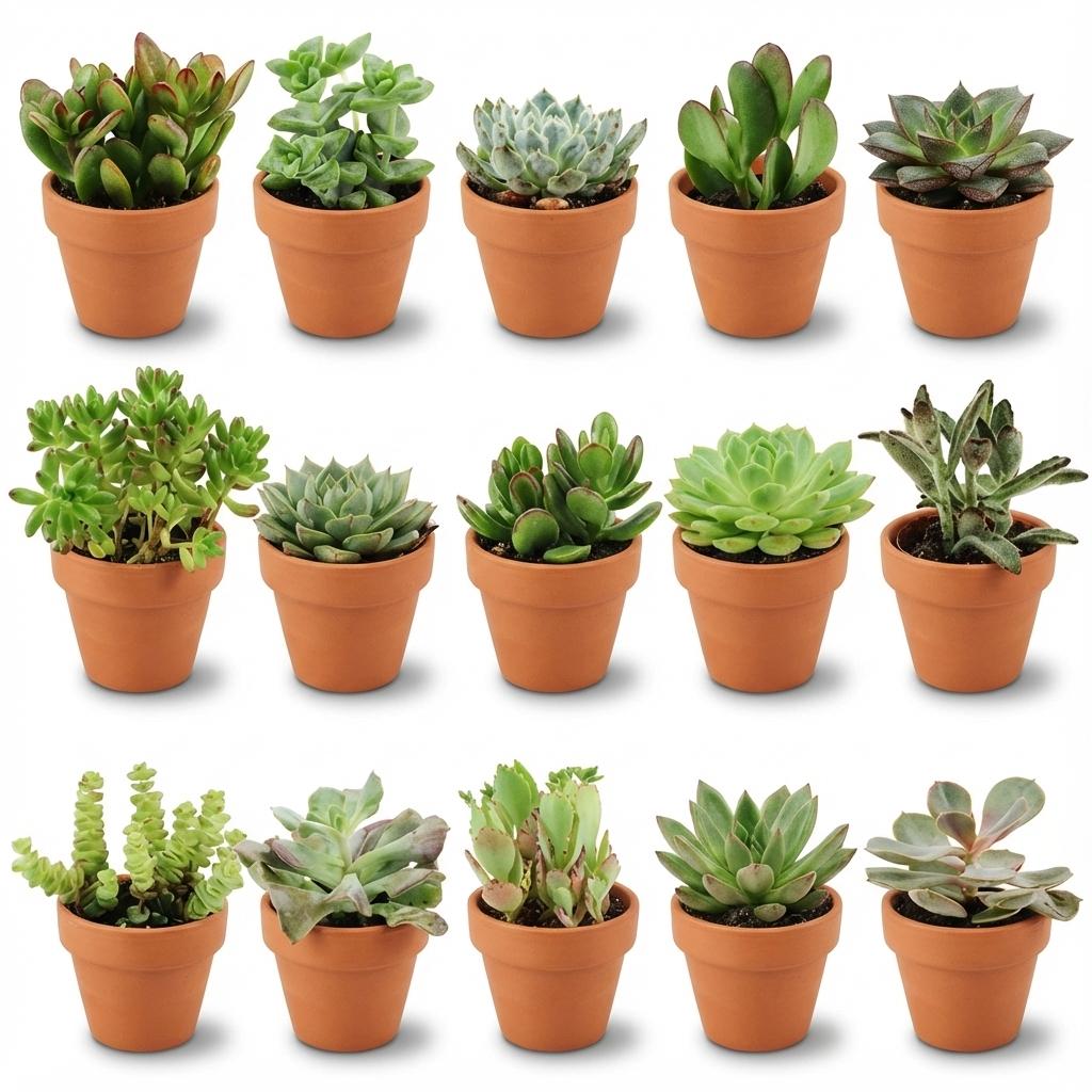 Mini - Sukkulenten Mix – Ø 8,1 cm, Höhe 5–10 cm, im Terrakottatopf - Green Guardia - Ihr Experte für Schädlinge und Pflanzen