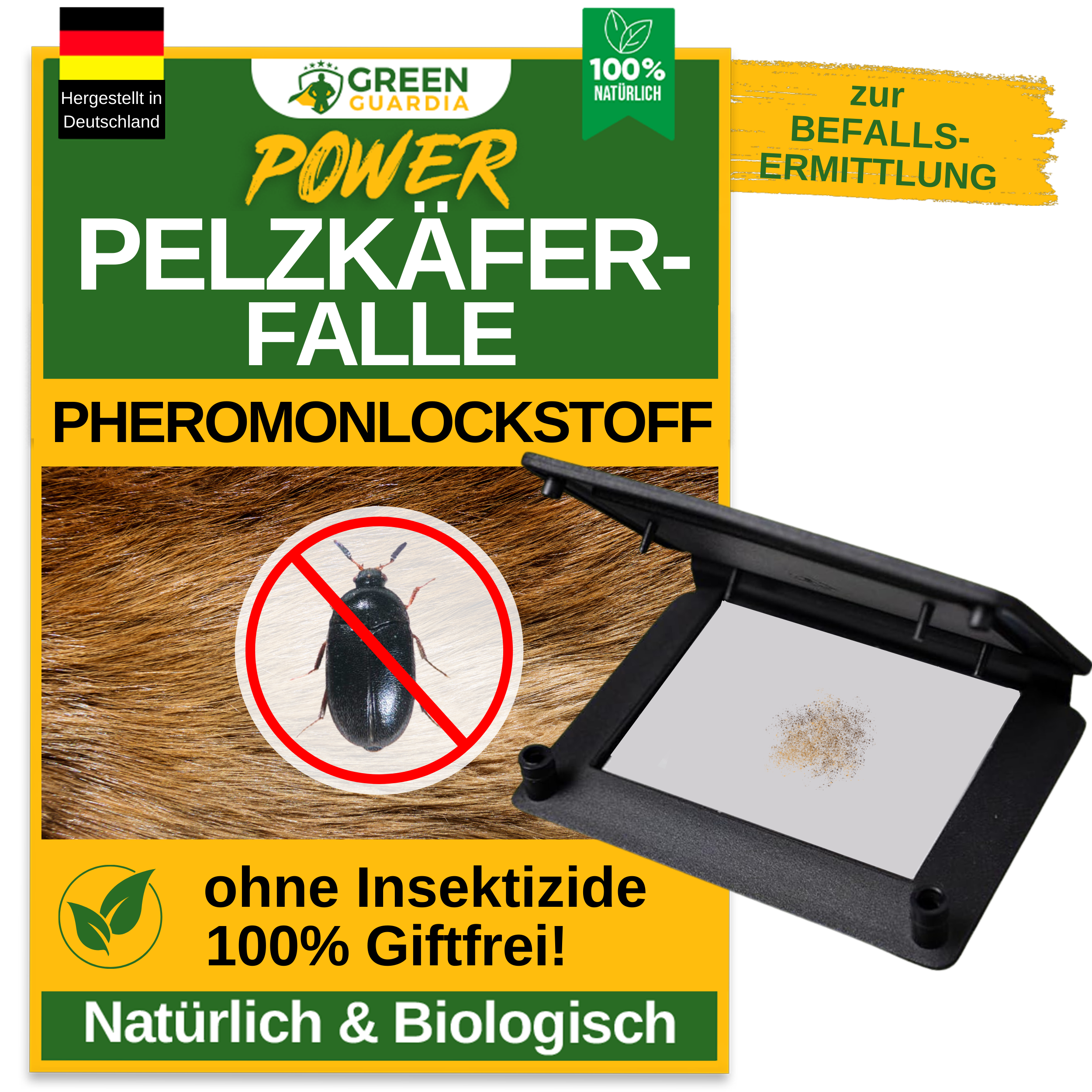 Fur beetle trap with pheromone attractant 