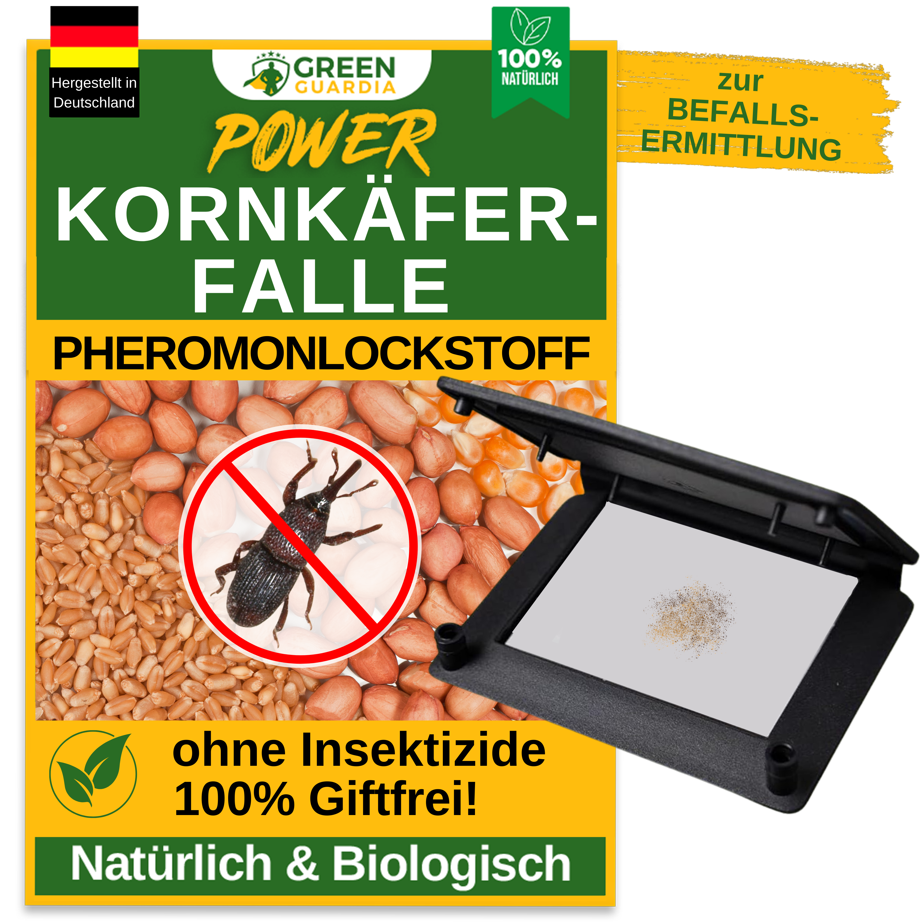 Grain beetle trap with pheromone attractant 