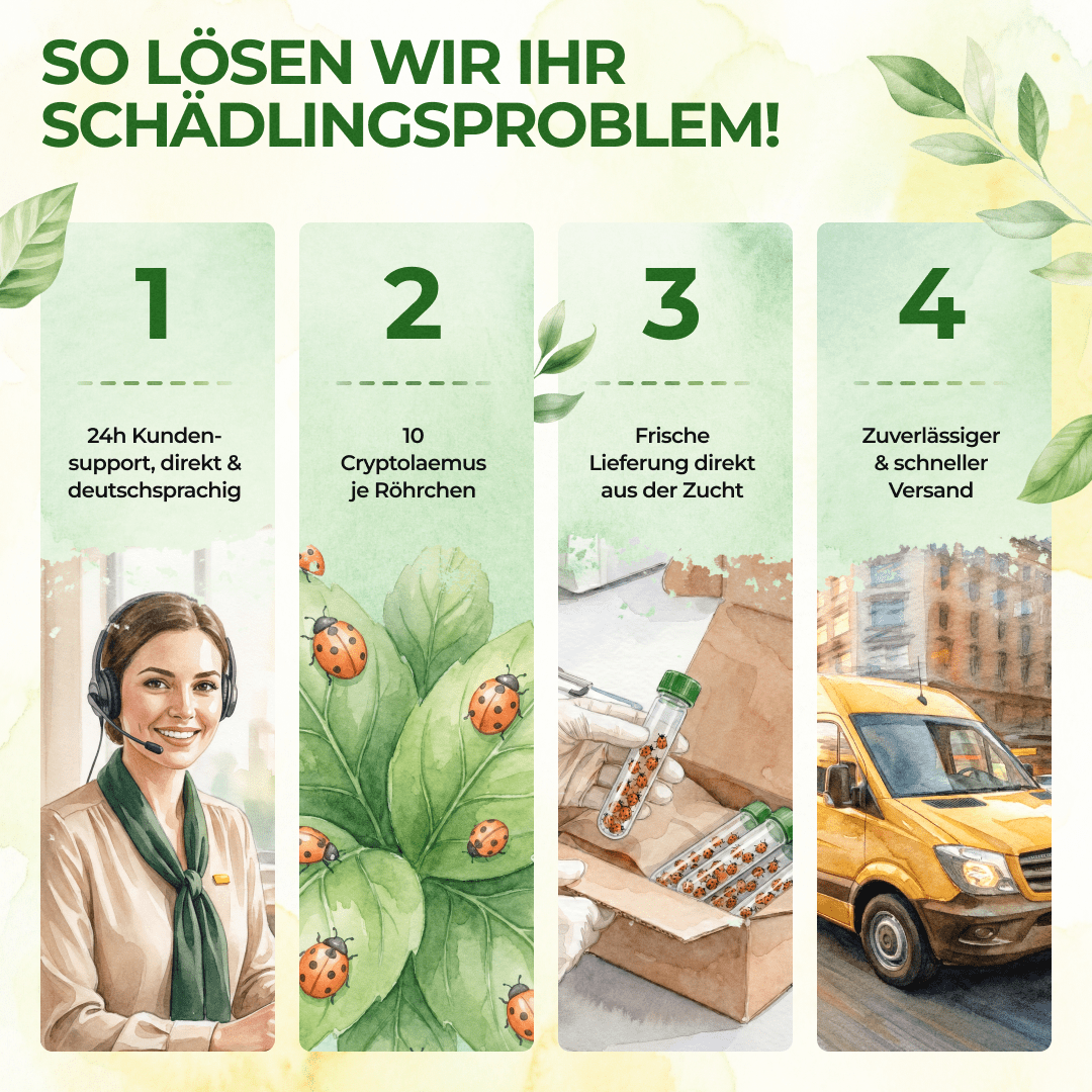 Australischer Marienkäfer gegen Wollläuse, Schmierläuse & Blattläuse - Green Guardia - Ihr Experte für Schädlinge und Pflanzen
