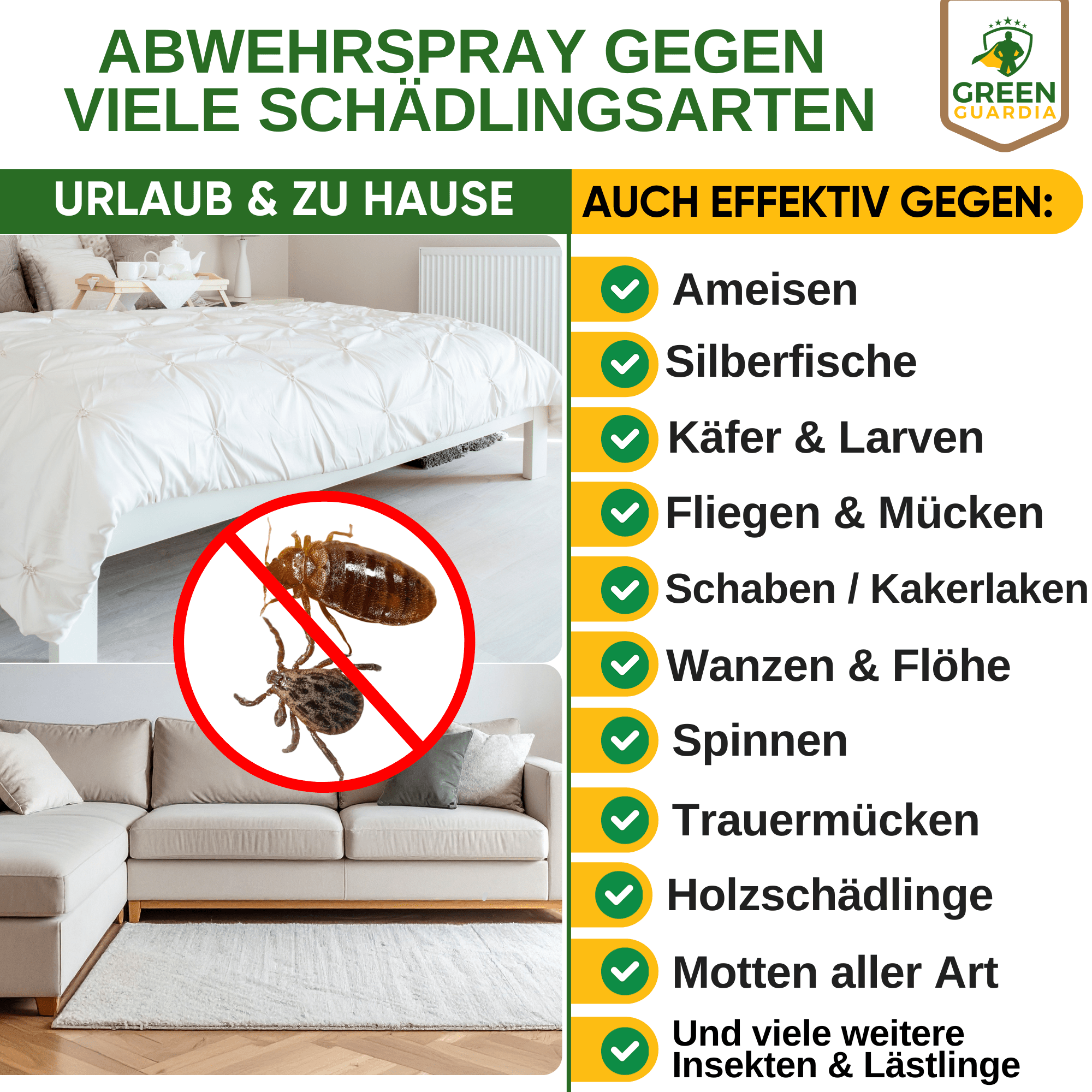 Bettwanzen - Abwehrspray Power - Konzentrat - Green Guardia - Ihr Experte für Schädlinge und Pflanzen