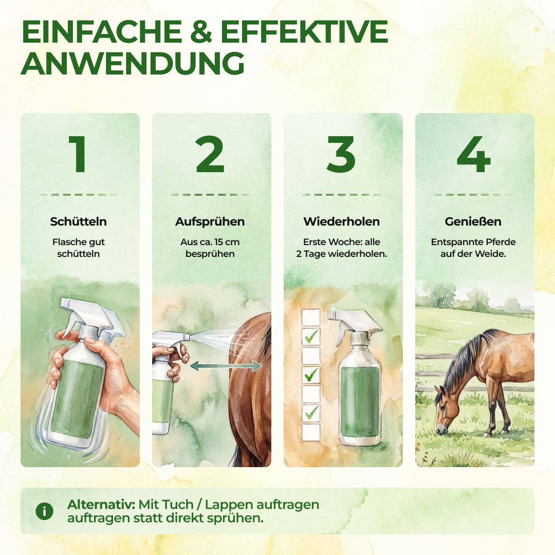 Repelente concentrado en spray para tábanos y polillas de la batería para caballos - 500 ml