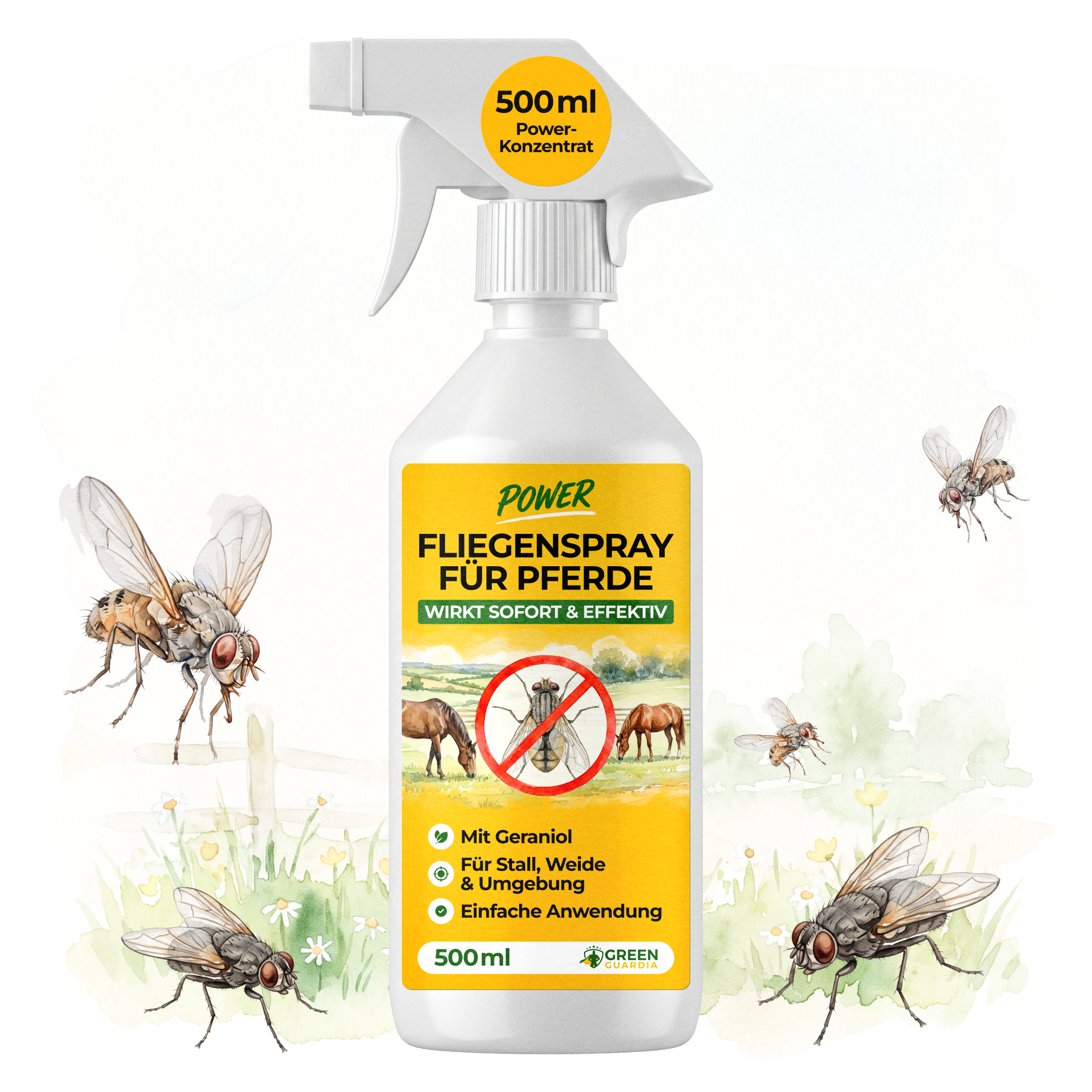 Repelente concentrado en spray para tábanos y polillas de la batería para caballos - 500 ml