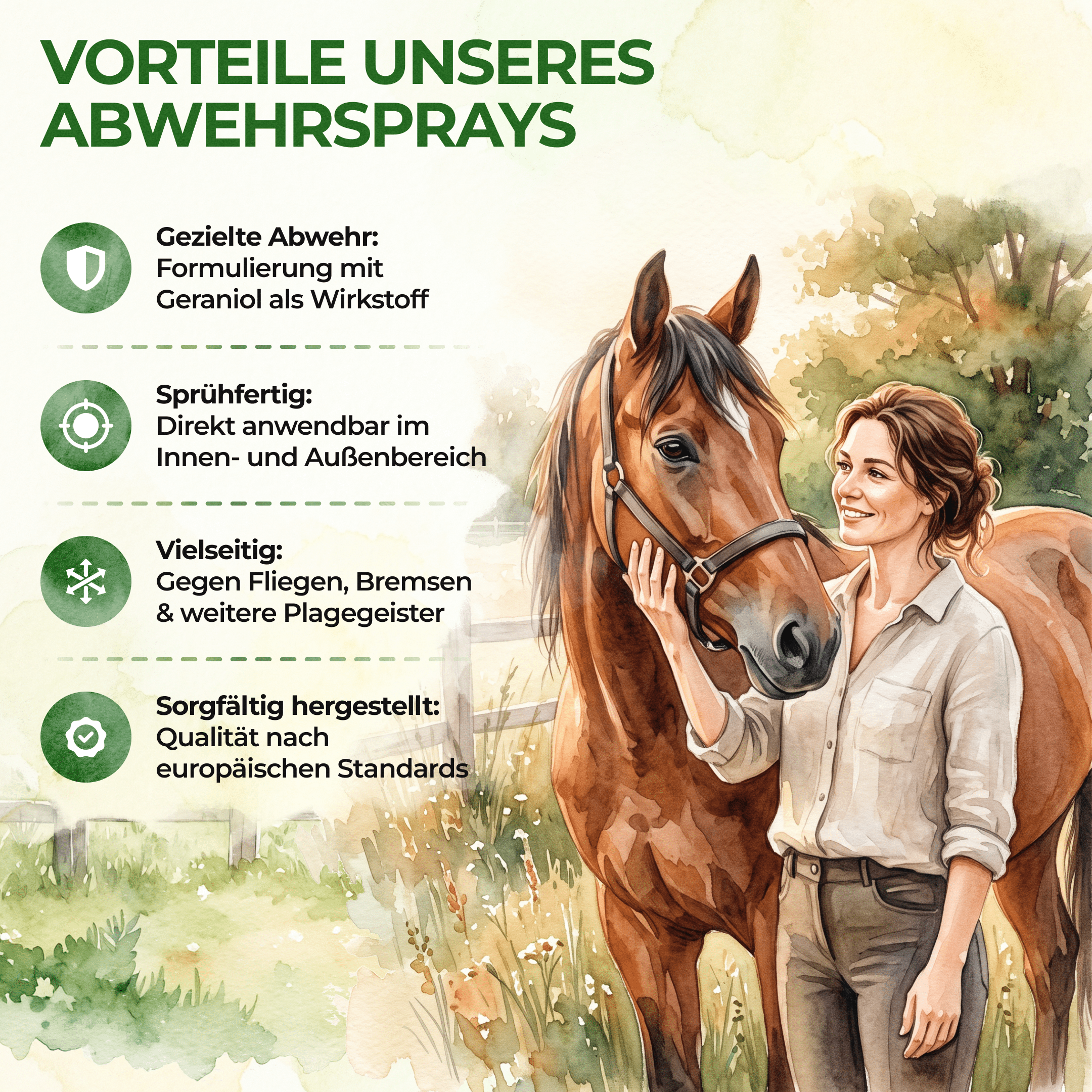 Bremsen/Fliegen Abwehrspray Power-Konzentrat für Pferde - 500ml - Green Guardia - Ihr Experte für Schädlinge und Pflanzen