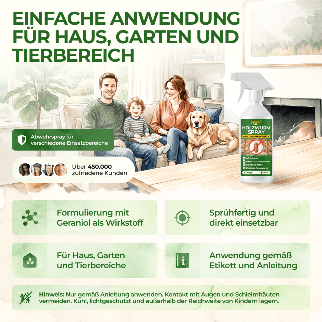 Holzwurm Abwehrspray Power-Konzentrat - 500ml - Green Guardia - Ihr Experte für Schädlinge und Pflanzen