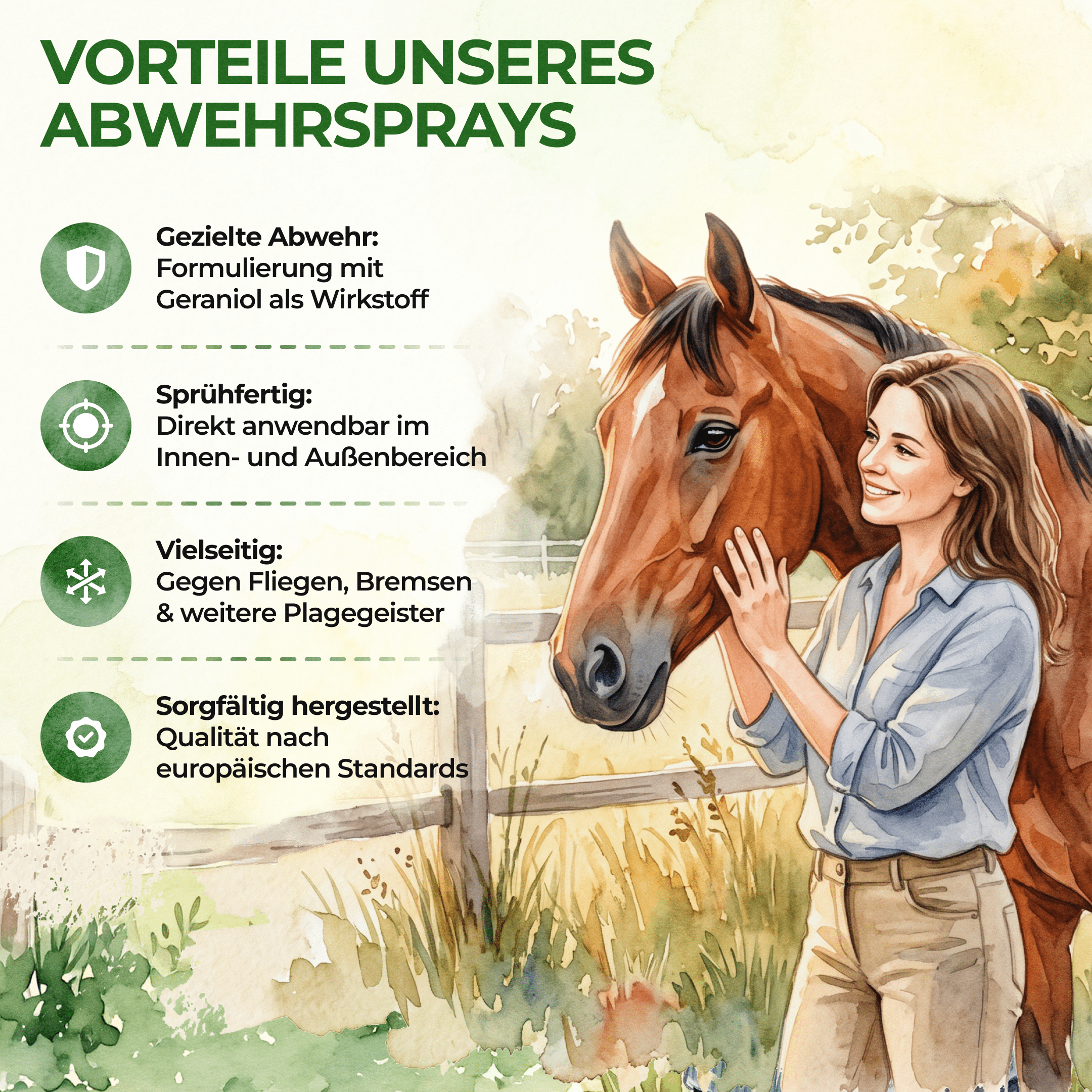 Insekten Abwehrspray Power-Konzentrat für Pferde - 500ml - Green Guardia - Ihr Experte für Schädlinge und Pflanzen