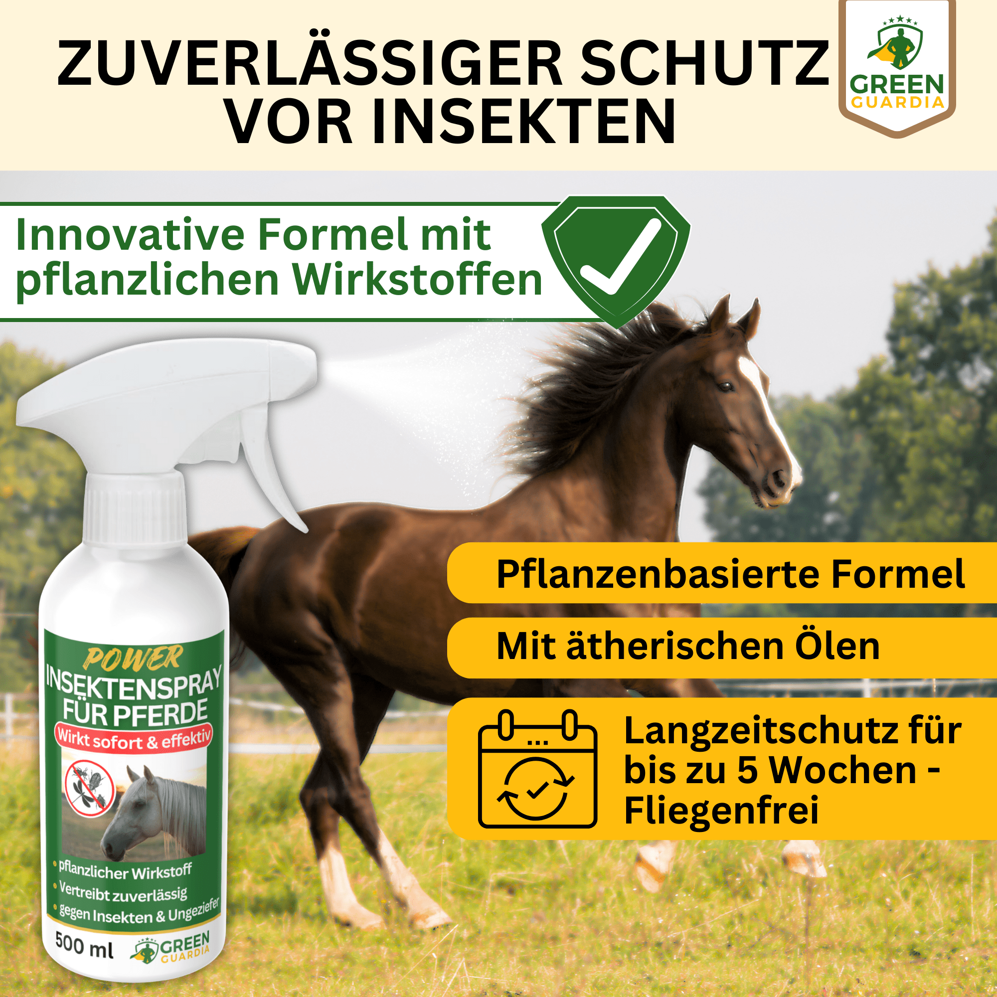Insekten Abwehrspray Power - Konzentrat für Pferde - Green Guardia - Ihr Experte für Schädlinge und Pflanzen