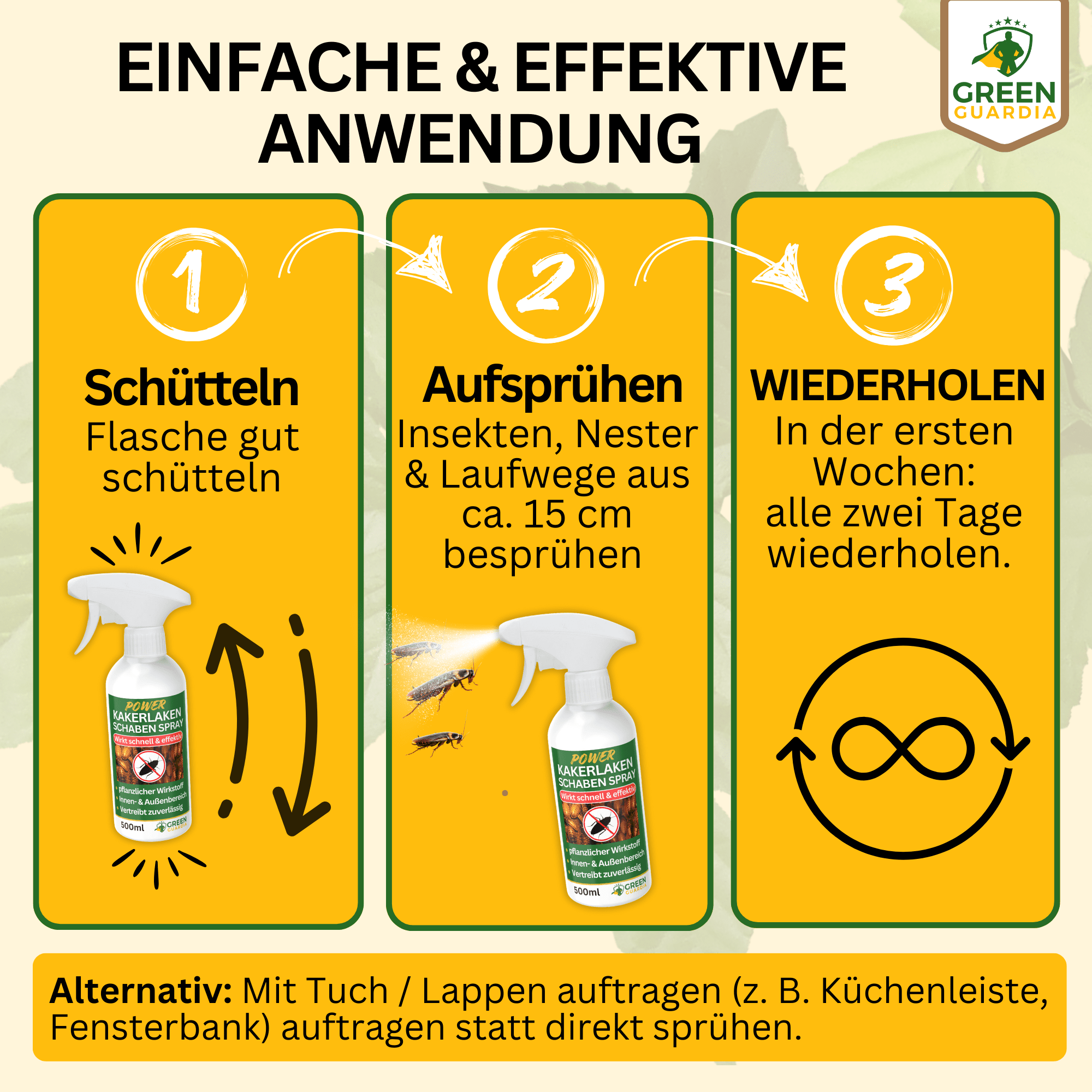 Kakerlaken / Schaben - Abwehrspray Power - Konzentrat - Green Guardia - Ihr Experte für Schädlinge und Pflanzen