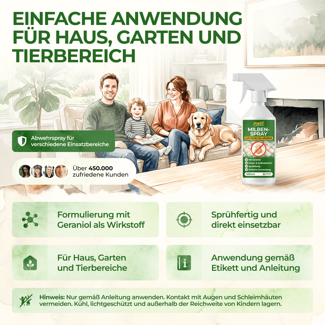 Milben-Abwehrspray Power-Konzentrat - 500ml - Green Guardia - Ihr Experte für Schädlinge und Pflanzen