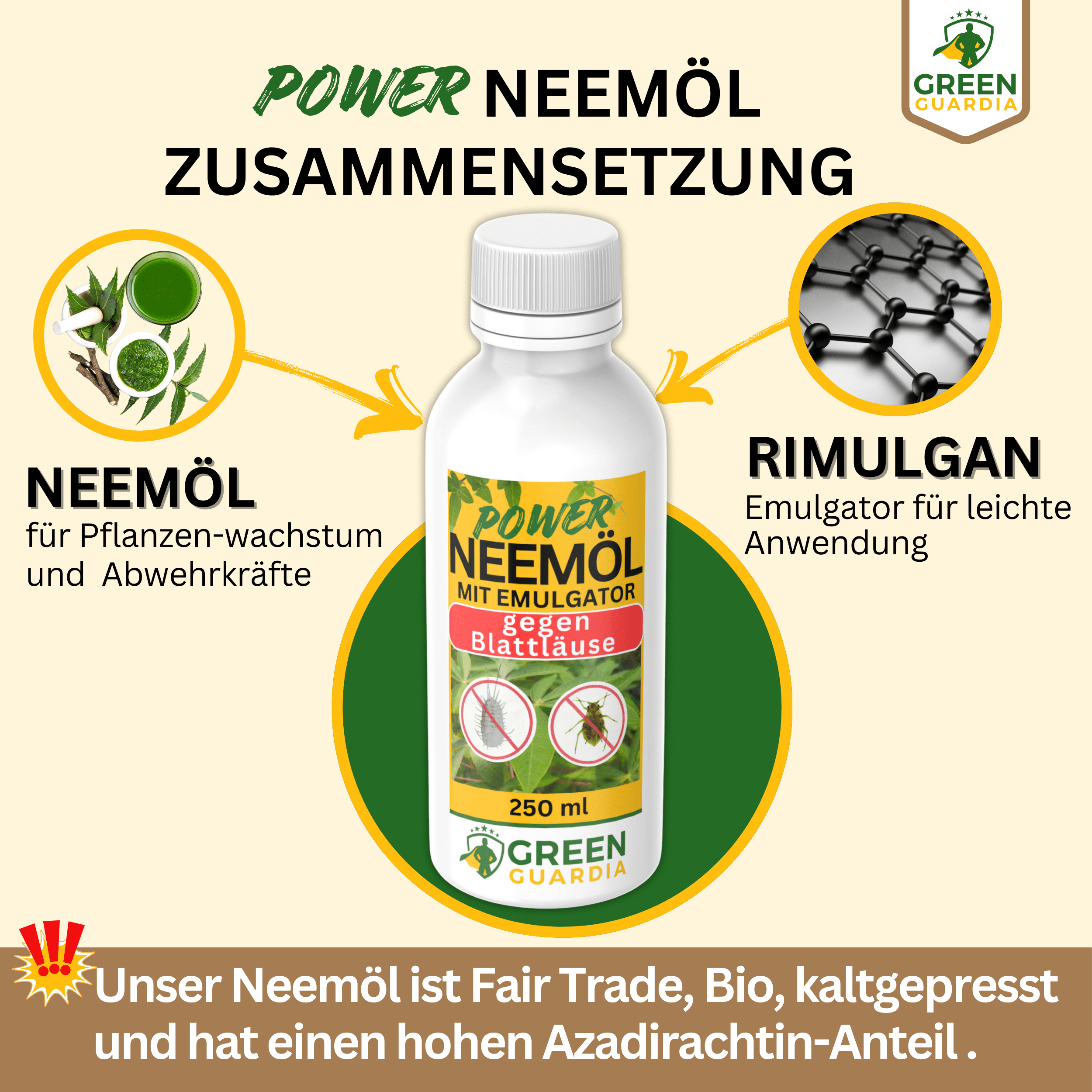 Power Neemöl gegen Blatt - und Wollläuse - Green Guardia - Ihr Experte für Schädlinge und Pflanzen