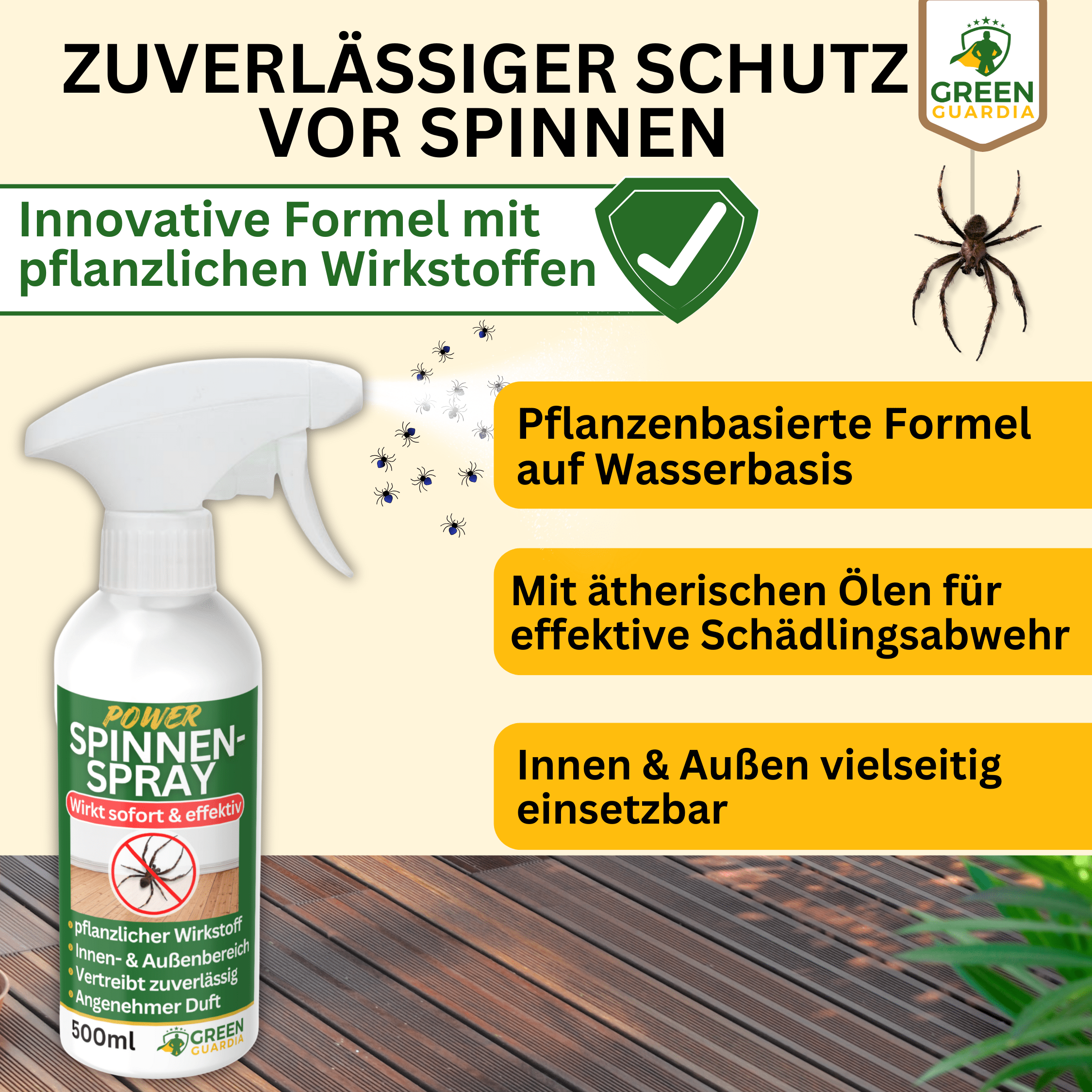 Spinnen Abwehrspray Power - Konzentrat - Green Guardia - Ihr Experte für Schädlinge und Pflanzen