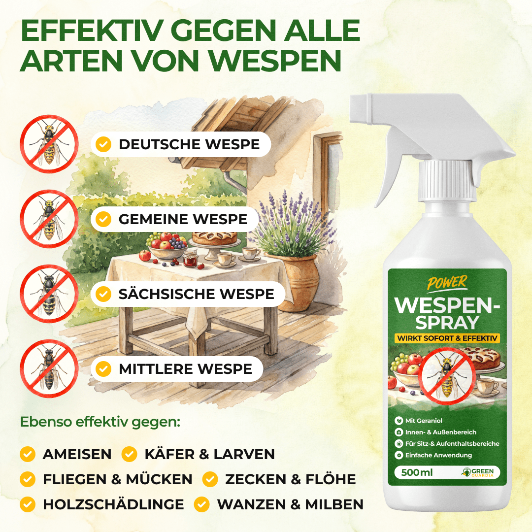 Wespen-Abwehrspray Power-Konzentrat - 500ml - Green Guardia - Ihr Experte für Schädlinge und Pflanzen